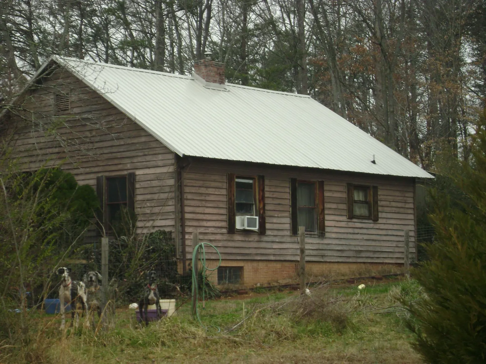 White metal roof on an old wood sided farmhouse, from a Metal Roof Installation job in Sayre